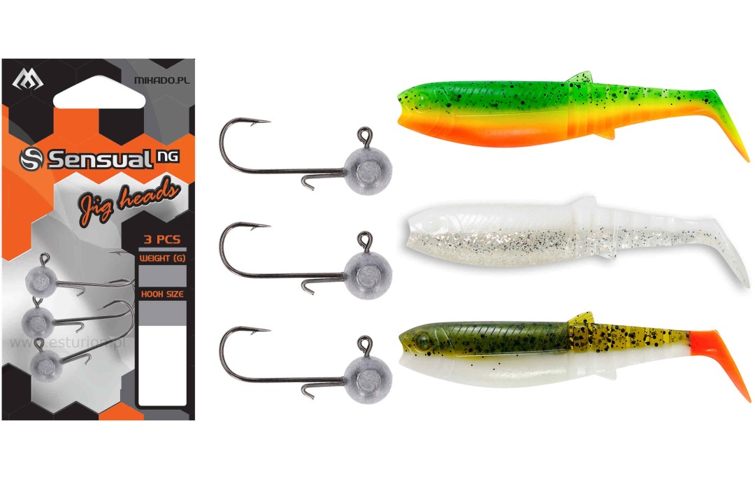 Zestaw gum nr 10 Cannibal 10cm + główki jigowe Esturion