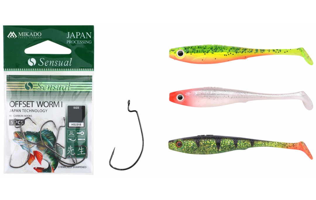 Zestaw gum nr 17 Iris Popeye 8cm + haczyki offset Esturion