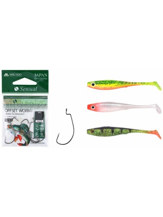 Zestaw gum nr 17 Iris Popeye 8cm + haczyki offset Esturion