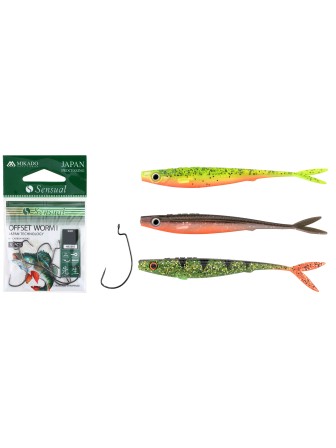 Zestaw gum nr 19 Iris V-Power 8cm + haczyki offset Esturion