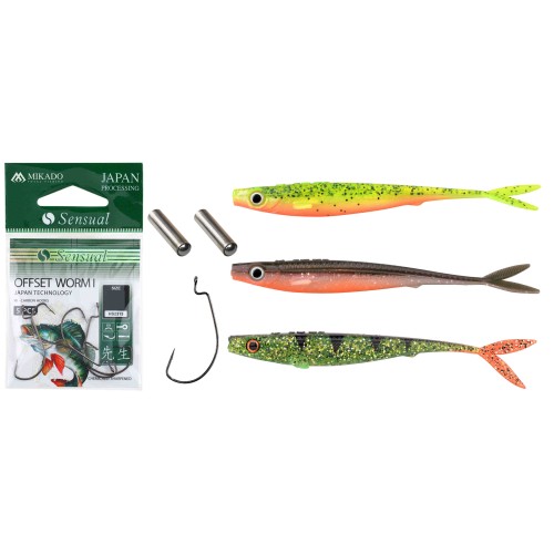 Zestaw gum nr 20 Iris V-Power 10cm + haczyki offset Esturion