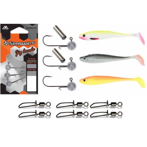 Zestaw gum nr 24 Dominator 10,5cm + główki jigowe Esturion