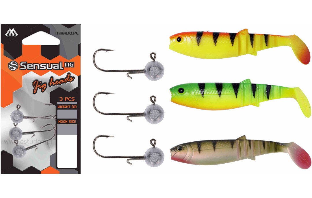 Zestaw gum nr #8 Cannibal 10cm + główki jigowe Esturion
