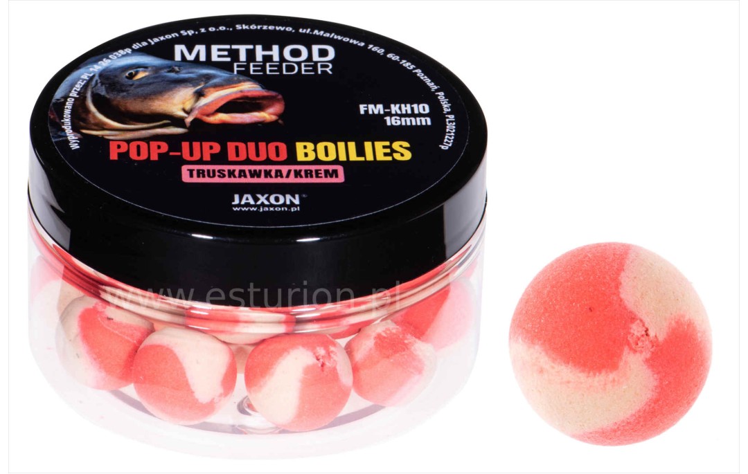 Kulki Pop-Up Duo Color MF truskawka - krem 16mm 40g Jaxon