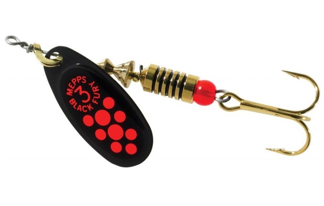 Błystka obrotowa Black Fury czarny czerwone kropki 3/6,5g Mepps