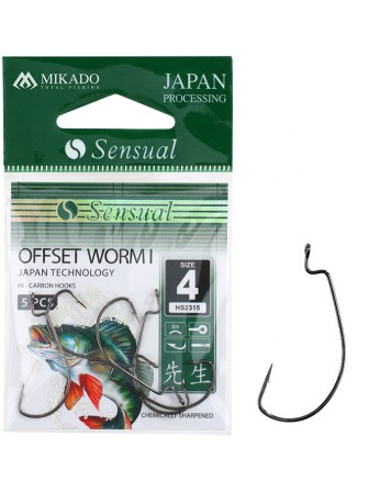 Haczyki Sensual - Offset Worm I Nr 2/0 BN 5szt Mikado